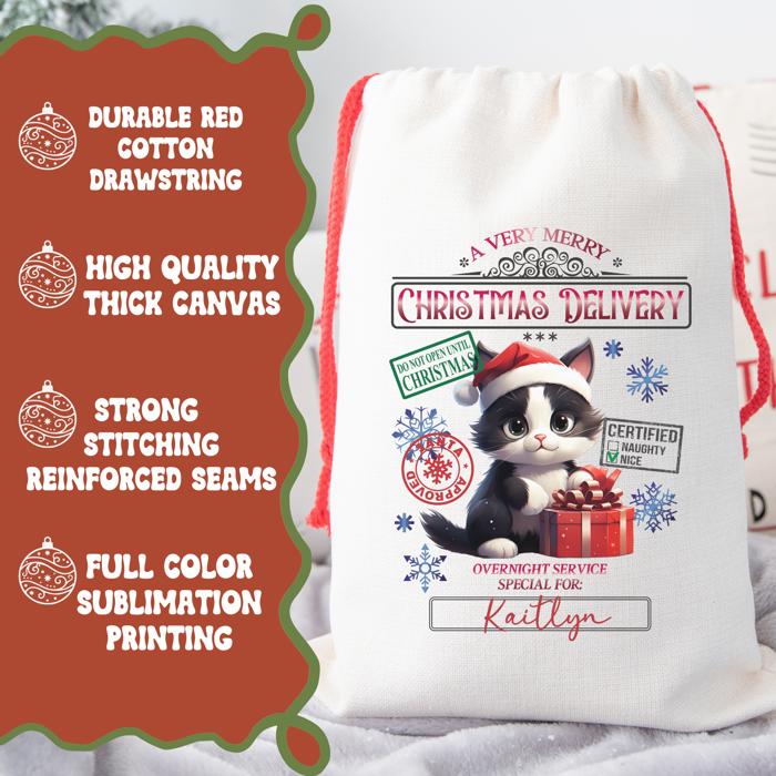 Personalized Santa Sack | Child's Fabric Christmas Gift Bag with Name | Large & Small Bags