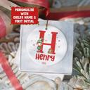  Personalized Boy Elf Child's Initial and Name Christmas Ornament | Gift Box Included