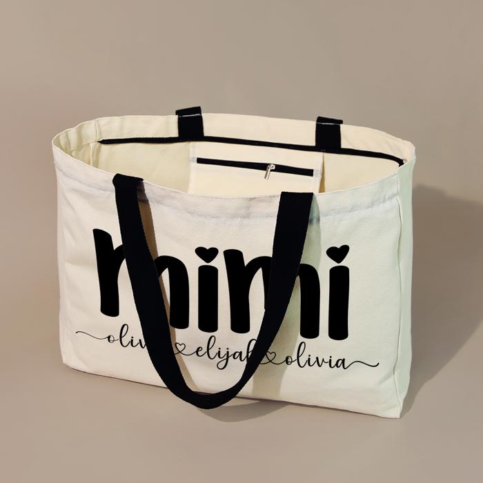 Personalized “Grandma” Weekender Tote Bag with Grandchildren's Names 