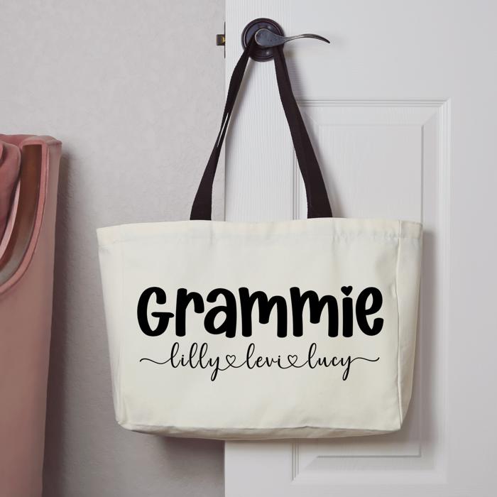 Personalized “Grandma” Weekender Tote Bag with Grandchildren's Names 