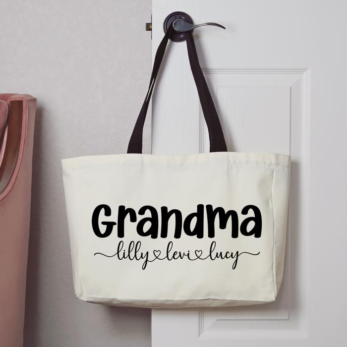 Personalized “Grandma” Weekender Tote Bag with Grandchildren's Names 
