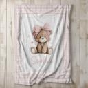  Personalized Teddy Bear on Pink Gingham Baby Blanket | Teddy Bear Baby Girl Nursery Decor | Baby Shower Gift for Girl