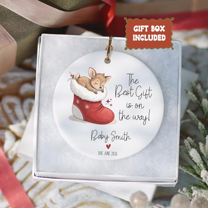 Expecting Parents Personalized Christmas Ornament | Custom Pregnancy Announcement Ornament 