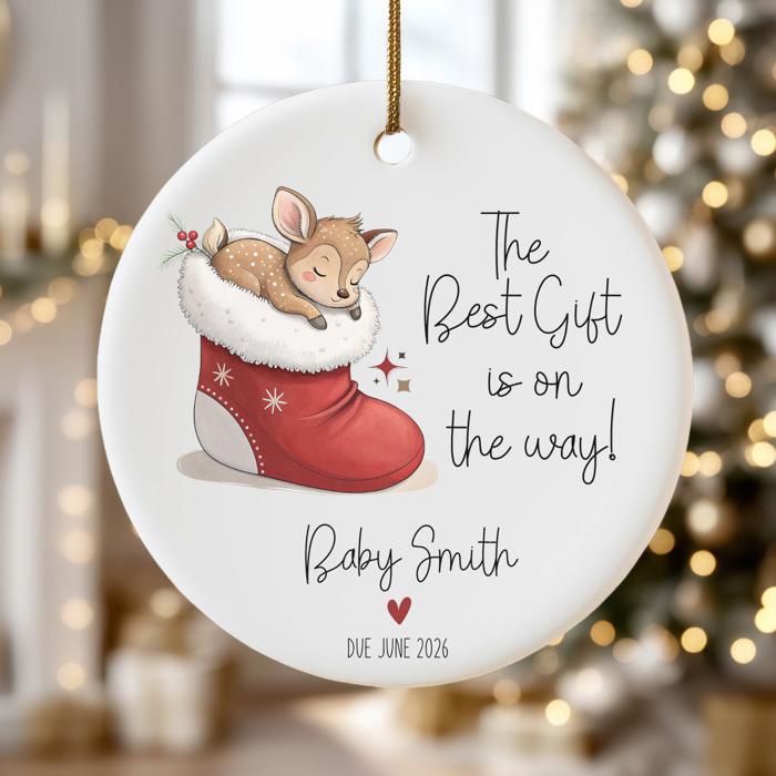 Expecting Parents Personalized Christmas Ornament | Custom Pregnancy Announcement Ornament 