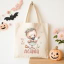  Pretty Flamingo Personalized Trick or Treat Bag | Cute Custom Halloween Treat Bag for Kids | Flamingo Canva Tote Bag