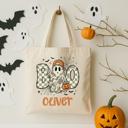  Personalized Camo Boo Halloween Tote Bag for Kids | Cute Ghost Trick or Treat Bag | Custom Name Canvas Bag