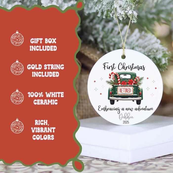 Personalized “First Christmas Retired” Ornament 