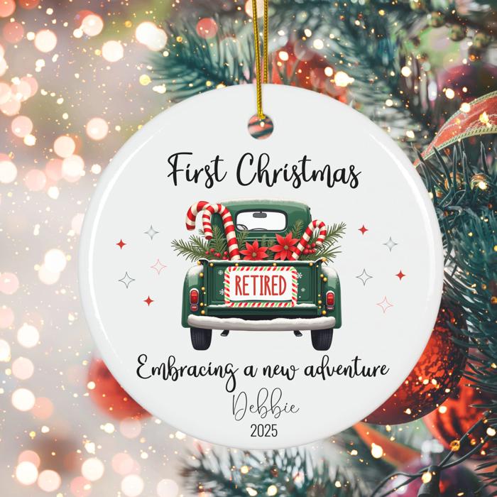 Personalized “First Christmas Retired” Ornament 