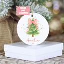  Pink Coquette Bow Personalized Christmas Tree Ornament