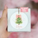  Pink Coquette Bow Personalized Christmas Tree Ornament