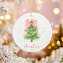  Pink Coquette Bow Personalized Christmas Tree Ornament