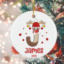  Personalized Rudolph Initial and Name Child's Christmas Ornament | Ornament for Boy or Girl