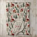  Matthew 1:21 Bible Verse Christmas Blanket with Town Scene | Faith Based Gift | Christian Holiday Decor