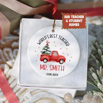 World’s Best Teacher Personalized Christmas Ornament | Signed by Student| 4 Design Options