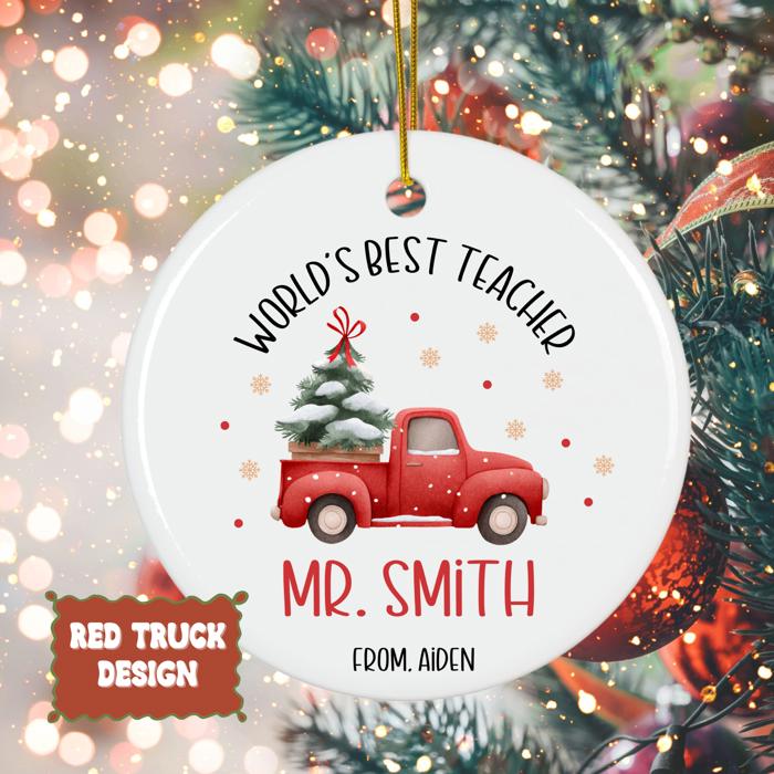 World’s Best Teacher Personalized Christmas Ornament | Signed by Student| 4 Design Options