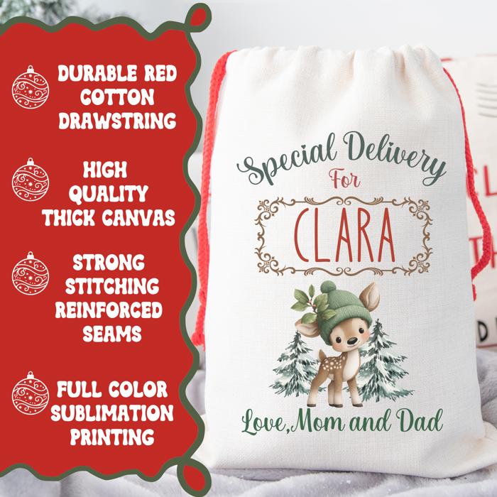 Personalized Baby Animal Christmas Gift Bag | Child’s Name and Custom Signature
