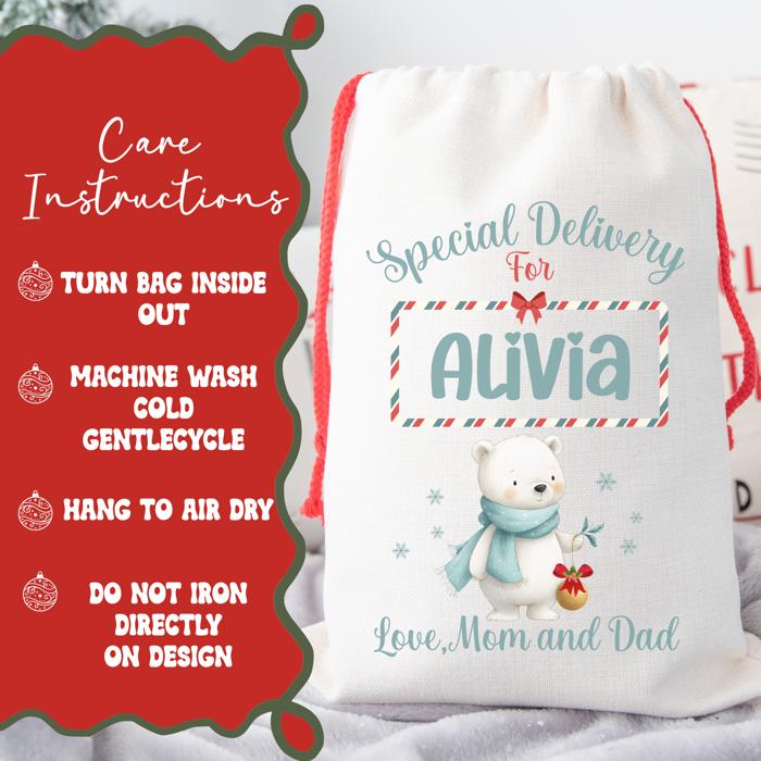 Personalized Baby Animal Christmas Gift Bag | Child’s Name and Custom Signature