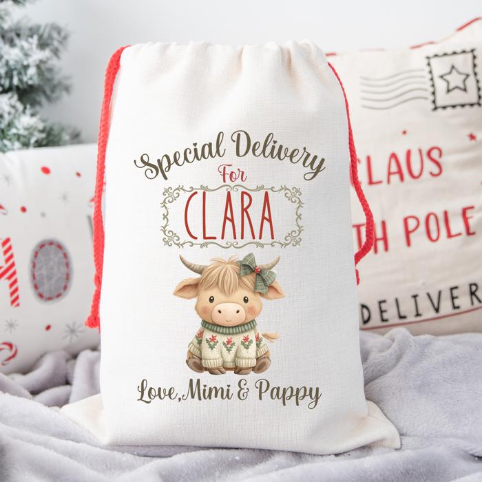 Personalized Baby Animal Christmas Gift Bag | Child’s Name and Custom Signature