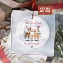  Family of Three Personalized Ornament | First Christmas Custom Deer Family Ornament with Names | Gift Box Included