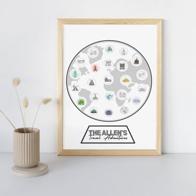Travel Bucket list Poster; World Traveler Personalized Poster with stickers; Gift for Travelers; Family Travel Poster with Destination Stickers; Family Adventure Gift; Experience gift