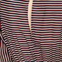  Nellie Navy and Red Pinstriped Mid Length Dress With Pockets
