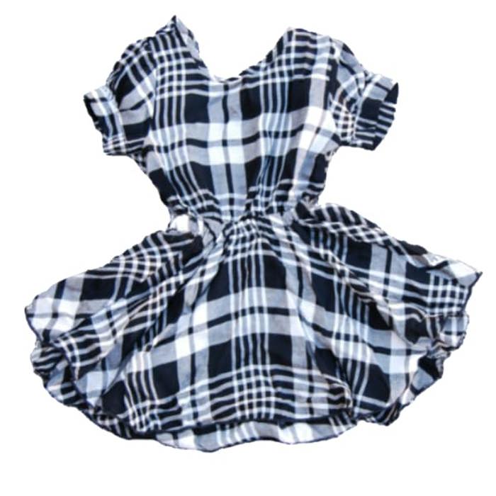 Toddler Girls’ Black and White Plaid Dress – Open Back Twirl Dress