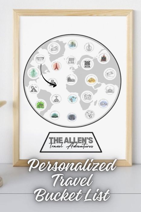 Travel Bucket list Poster; World Traveler Personalized Poster with stickers; Gift for Travelers; Family Travel Poster with Destination Stickers; Family Adventure Gift; Experience gift