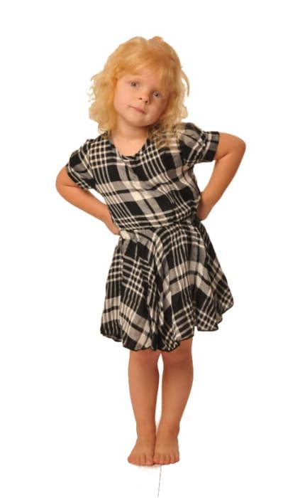 Toddler Girls’ Black and White Plaid Dress – Open Back Twirl Dress