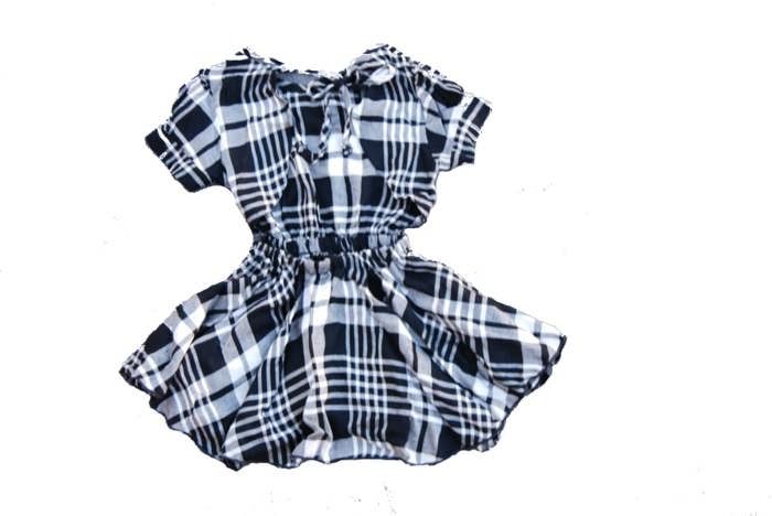 Toddler Girls’ Black and White Plaid Dress – Open Back Twirl Dress