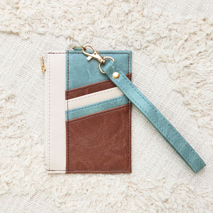 DaniEmCo TRIPLE TONE CC WALLET | Vegan Leather | Wristlet Strap |Credit Card Boutique Wallets 