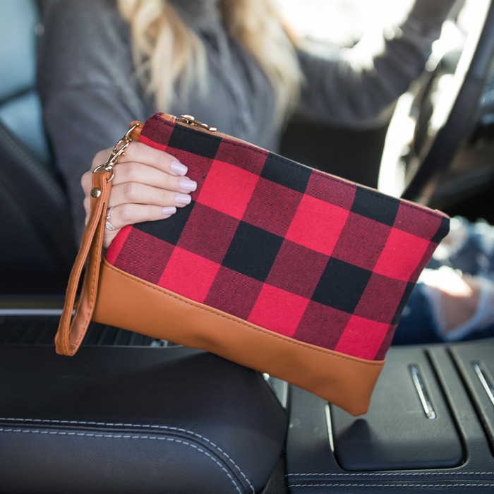 DaniEmCo BUFFALO CHECK CLUTCH | Removable Wristlet Bag