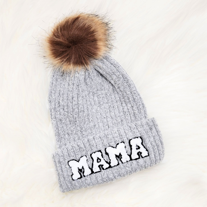DaniEmCo CHENILLE MAMA BEANIE | Faux Fur Pom | Super Cozy