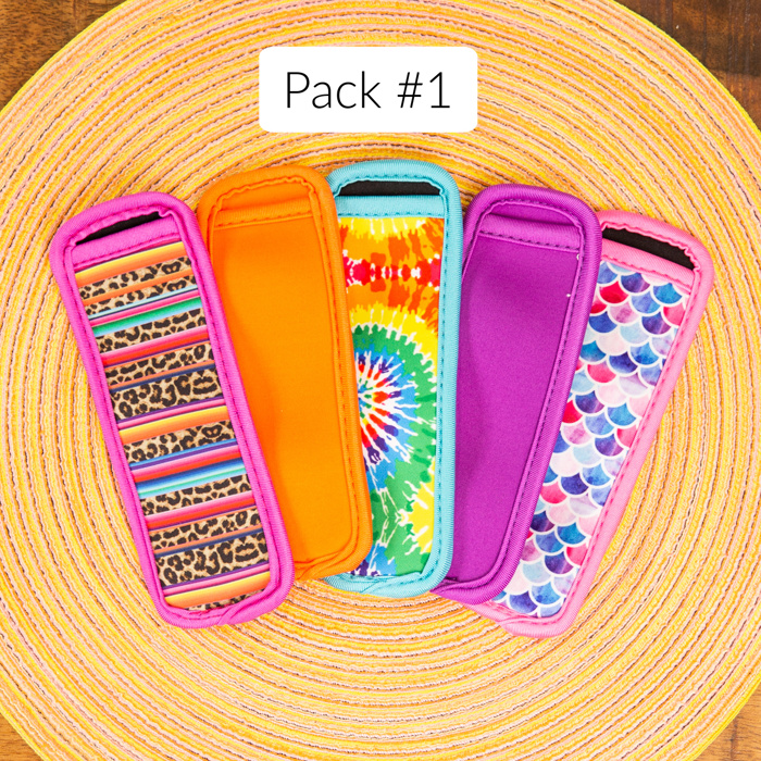 Kids Freezer Pop Holders | Reusable Neoprene Ice Pop Sleeves | 5 Pack