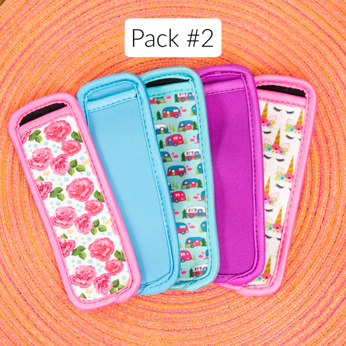 Kids Freezer Pop Holders | Reusable Neoprene Ice Pop Sleeves | 5 Pack