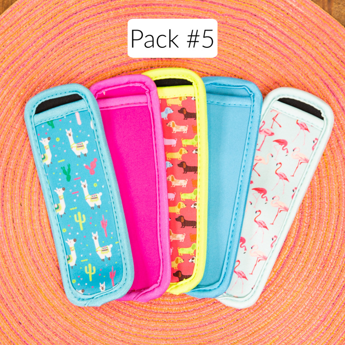 Kids Freezer Pop Holders | Reusable Neoprene Ice Pop Sleeves | 5 Pack