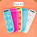 Pack #5 Kids Freezer Pop Holders | Reusable Neoprene Ice Pop Sleeves | 5 Pack