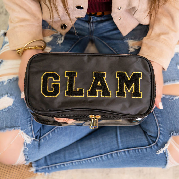 DaniEmCo GLAM Clear Make Up Case | Gold Zipper Bag | Makeup Organizer
