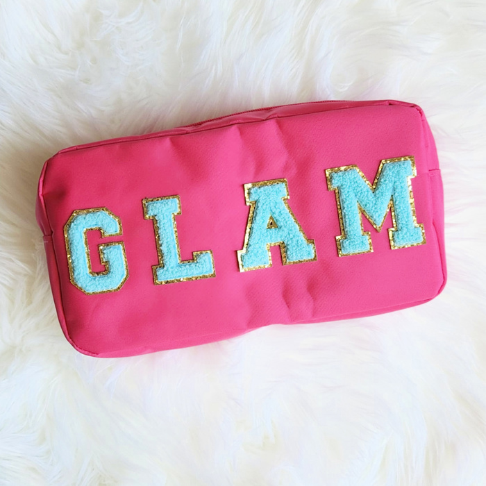 Chenille Letter Patch Cosmetic Make Up Bag | Mama | Stuff | Glam