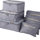 Gray 6PC TRAVEL LUGGAGE ORGANIZER BAGS | Travel Bag Set | Easy Storage Bags