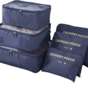 Navy 6PC TRAVEL LUGGAGE ORGANIZER BAGS | Travel Bag Set | Easy Storage Bags