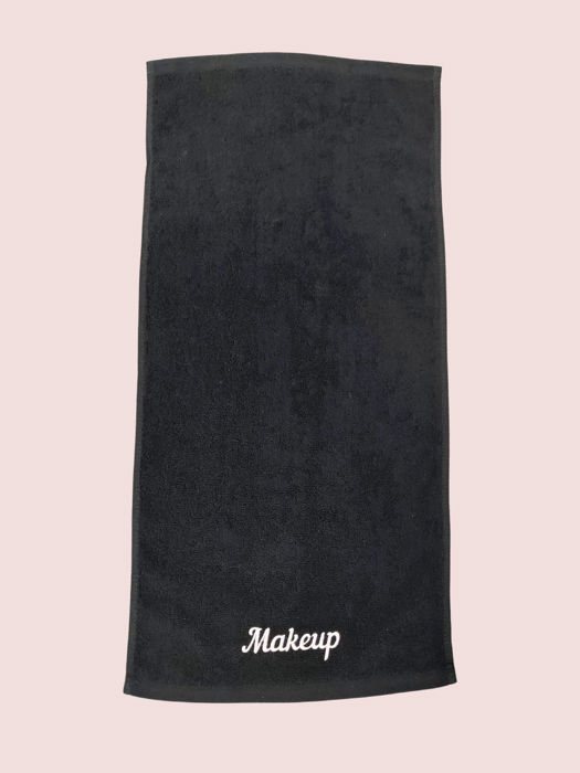 DaniEmCo No Worry Black EMBROIDERED Makeup Towel | Face Care | No More White Towels Ruined | Stocking Stuffer