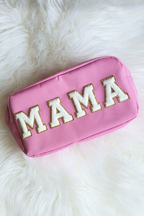Chenille Letter Patch Cosmetic Make Up Bag | Mama | Stuff | Glam