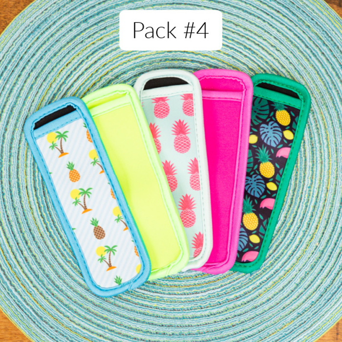 Kids Freezer Pop Holders | Reusable Neoprene Ice Pop Sleeves | 5 Pack