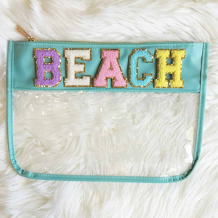 Fun Clear Organizer Pouch | CHENILLE LETTER POUCH | Travel Bag | Clear Design | Organizing Bags | Gift For Teen Mom