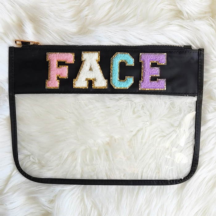 Fun Clear Organizer Pouch | CHENILLE LETTER POUCH | Travel Bag | Clear Design | Organizing Bags | Gift For Teen Mom