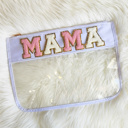 MAMA Fun Clear Organizer Pouch | CHENILLE LETTER POUCH | Travel Bag | Clear Design | Organizing Bags | Gift For Teen Mom