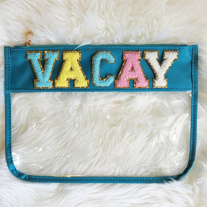 Fun Clear Organizer Pouch | CHENILLE LETTER POUCH | Travel Bag | Clear Design | Organizing Bags | Gift For Teen Mom