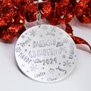 Swirly Silver Hook Personalized ornament, Christmas ornament for large family