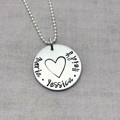 Personalized Mother's Day Necklace with Kids’ Names and Heart