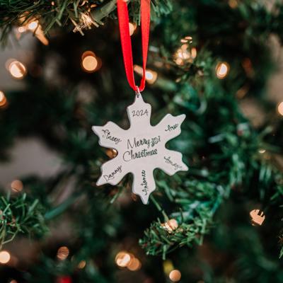 Personalized Family Christmas Ornament, Snowflake Christmas Ornament